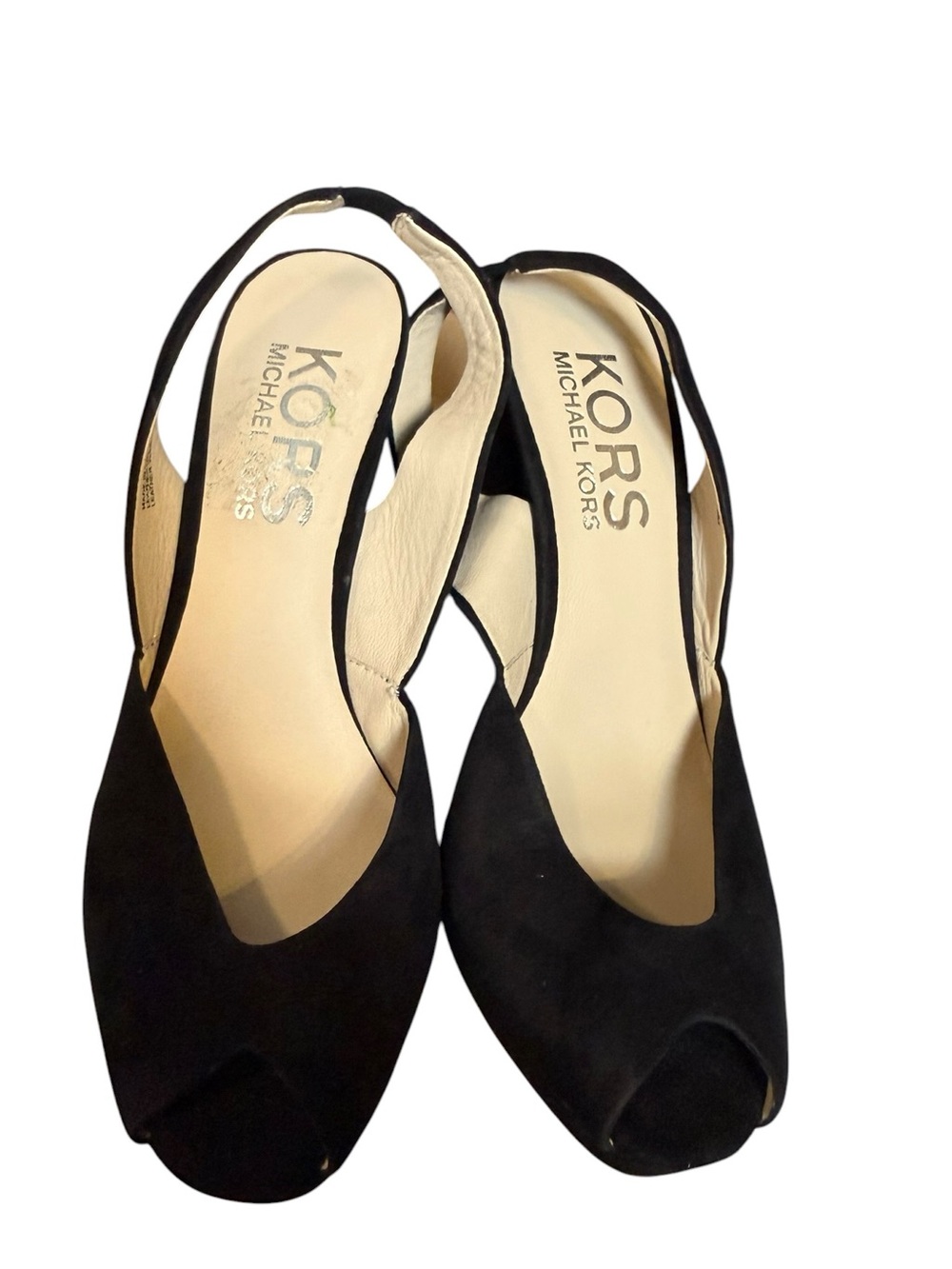 Michael Kors Black Wedge Slingback Heels 8.5 - Picture 3 of 7